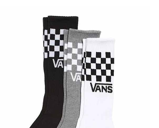 Calcetines Vans Classic Check Crew (paquete de 3) - Cuadros negros/blancos