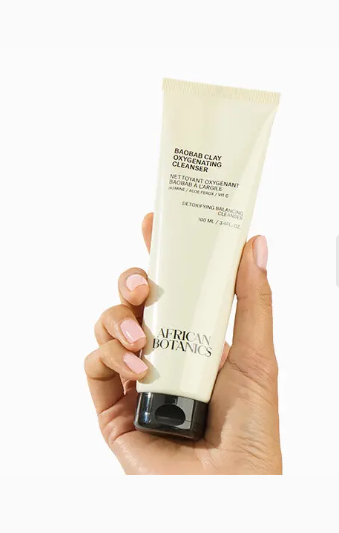 Limpiador oxigenante de arcilla de baobab facial diario en gel de arcilla para una piel limpia y equilibrada.