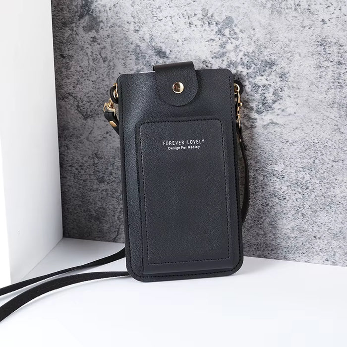 Bolso de hombro simple de color sólido para mujer, cartera para tarjetas de licencia de conducir