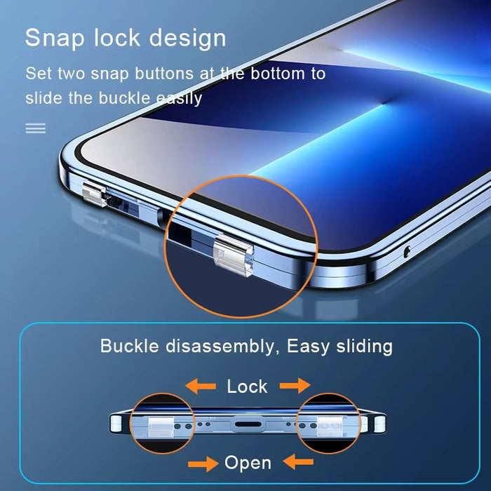 Funda de teléfono con cierre magnético de metal y protección total de 360° para iPhone 13 PRO MAX