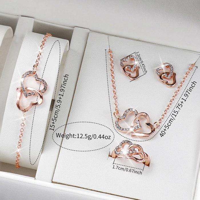 Conjunto de 6 piezas de joyería de mujer con diamantes de imitación de acero inoxidable