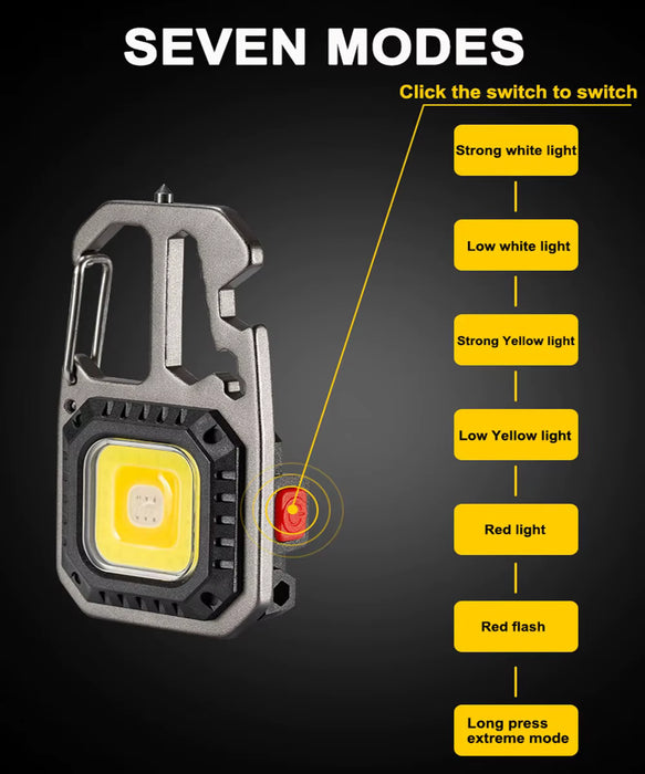 Linterna LED portátil para llavero, luz de trabajo COB para acampar al aire libre