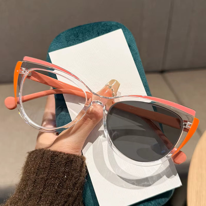 Pack de 2 Gafas ShowCute Y2K Estilo Cat-Eye, Bisagras de Metal, Diseño de Montura Completa