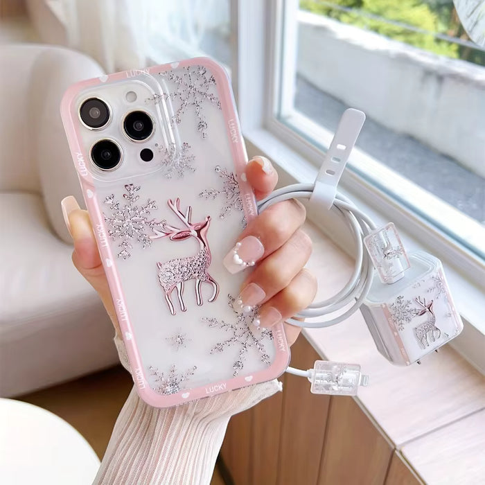 5pcs Funda para teléfono: Funda transparente de ciervo y copo de nieve para iphone 7plus/8plus