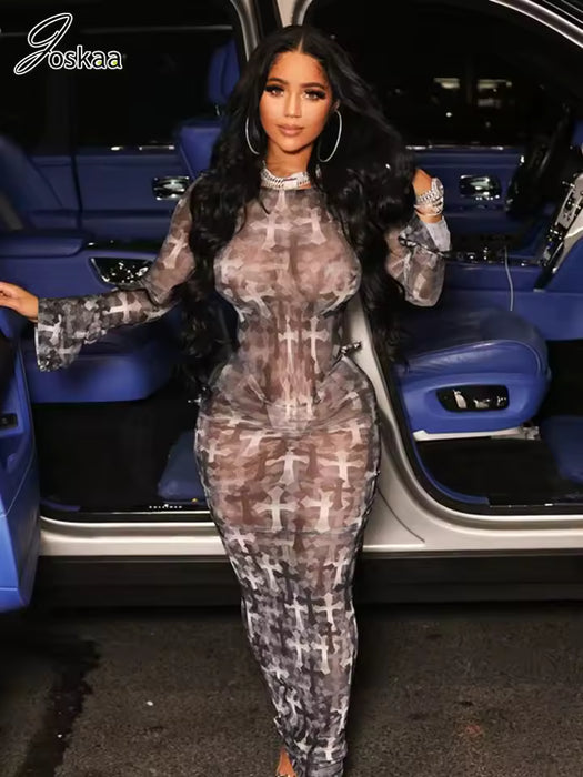 Vestido largo con estampado abstracto para mujer, estilo hipster