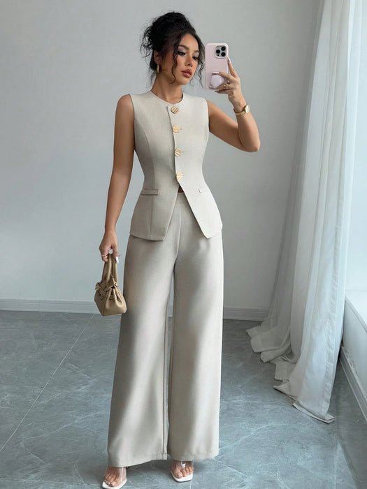 SHEIN Selianne Conjunto de 2 piezas elegante estilo francés