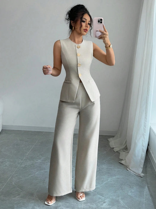 SHEIN Selianne Conjunto de 2 piezas elegante estilo francés