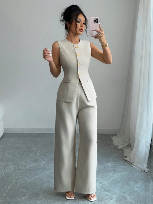 SHEIN Selianne Conjunto de 2 piezas elegante estilo francés