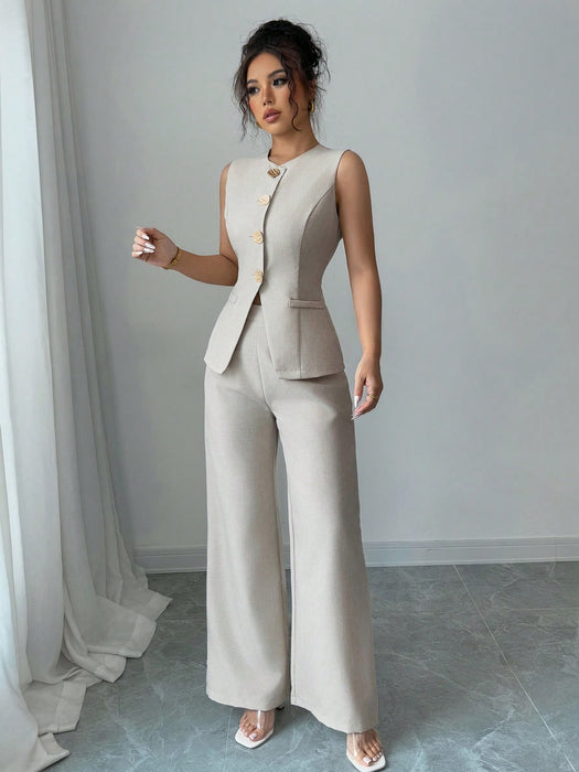 SHEIN Selianne Conjunto de 2 piezas elegante estilo francés