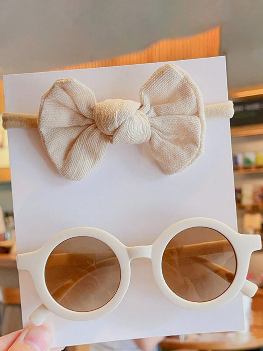 Set de 2 piezas de accesorios para el cabello de niñas: Gomas para el cabello y Gafas