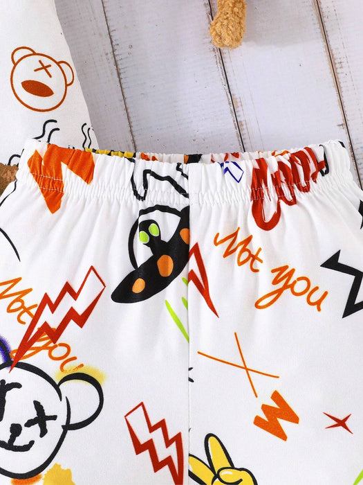 SHEIN Conjunto de camiseta sin mangas y pantalón corto con dibujos animados de osos