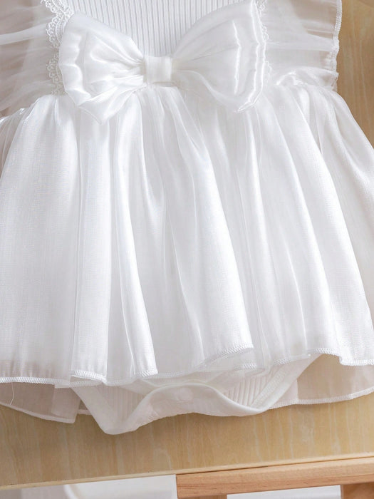 SHEIN Set de 2 piezas de body sin mangas con malla y diadema para bebé niña
