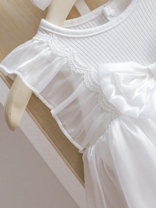 SHEIN Set de 2 piezas de body sin mangas con malla y diadema para bebé niña