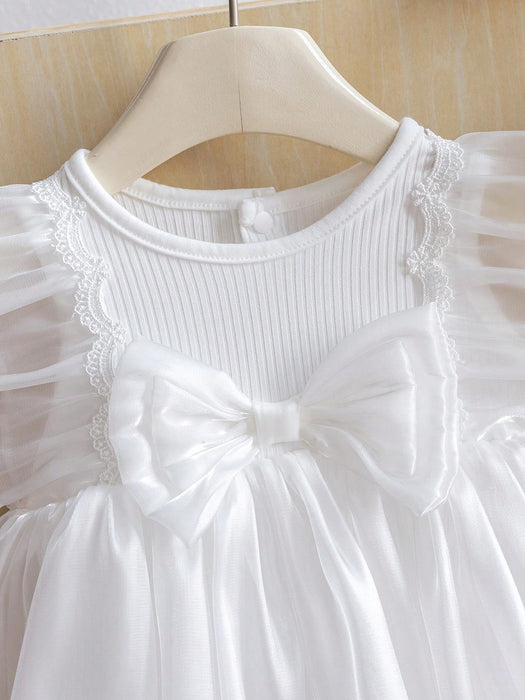 SHEIN Set de 2 piezas de body sin mangas con malla y diadema para bebé niña