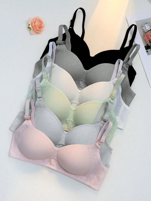 SHEIN Set de 6 sujetadores acanalados minimalistas y cómodos para niñas adolescentes