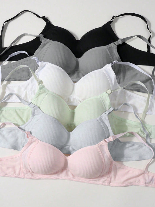 SHEIN Set de 6 sujetadores acanalados minimalistas y cómodos para niñas adolescentes