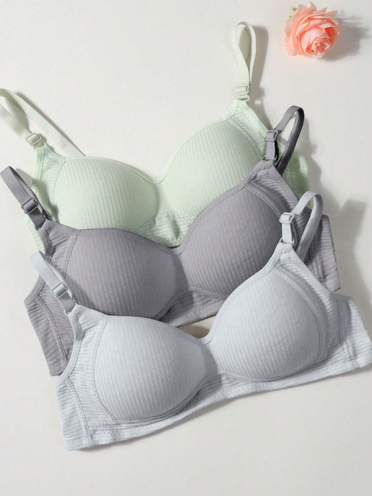 SHEIN Set de 6 sujetadores acanalados minimalistas y cómodos para niñas adolescentes