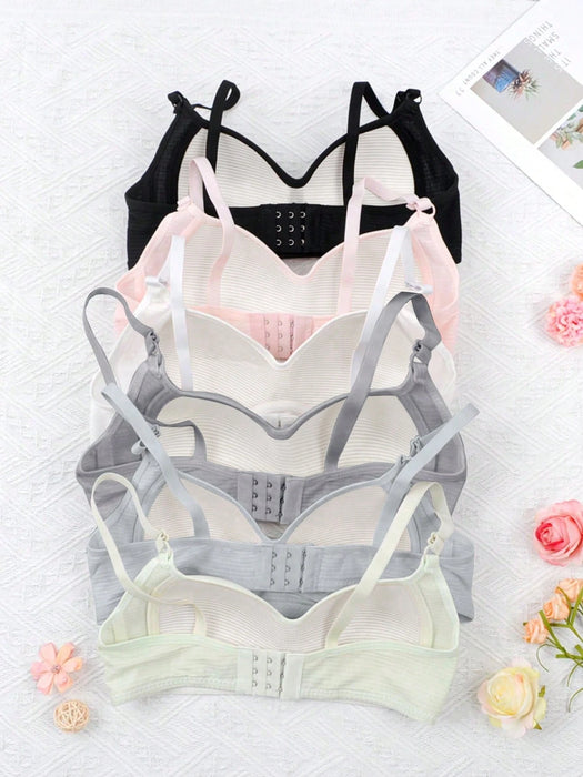 SHEIN Set de 6 sujetadores acanalados minimalistas y cómodos para niñas adolescentes