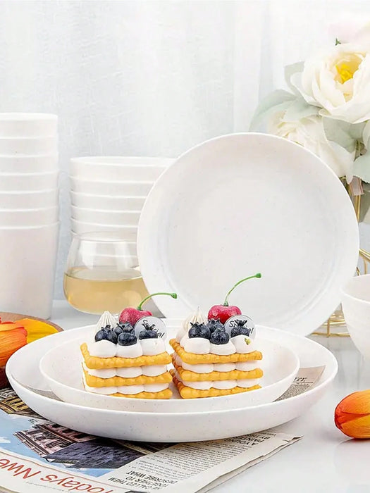 Set de 18pcs de vajilla de plástico blanco, reutilizables, adecuados para cocina