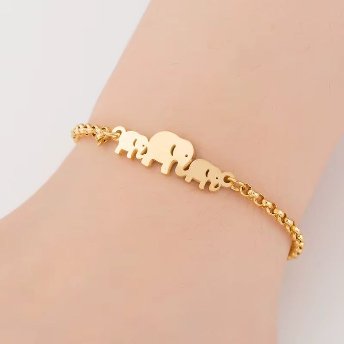 1 pulsera de elefante joyería Simple y encantadora, de acero inoxidable