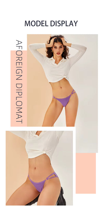 FINETOO 3 bragas  sexis para mujer, de tiro bajo, transpirable, diseño de botones