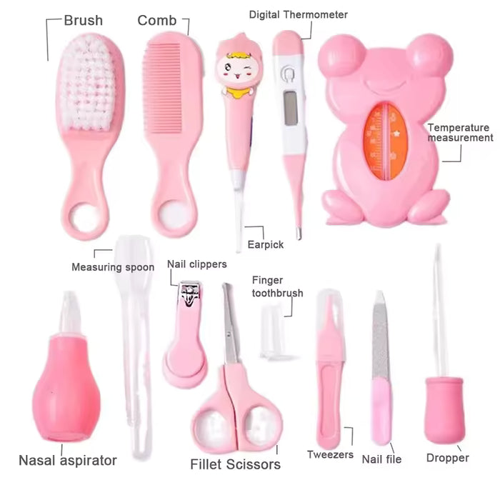 Kit de cuidado para bebés de 13 piezas, kit de higiene para bebés, cepillo de aseo