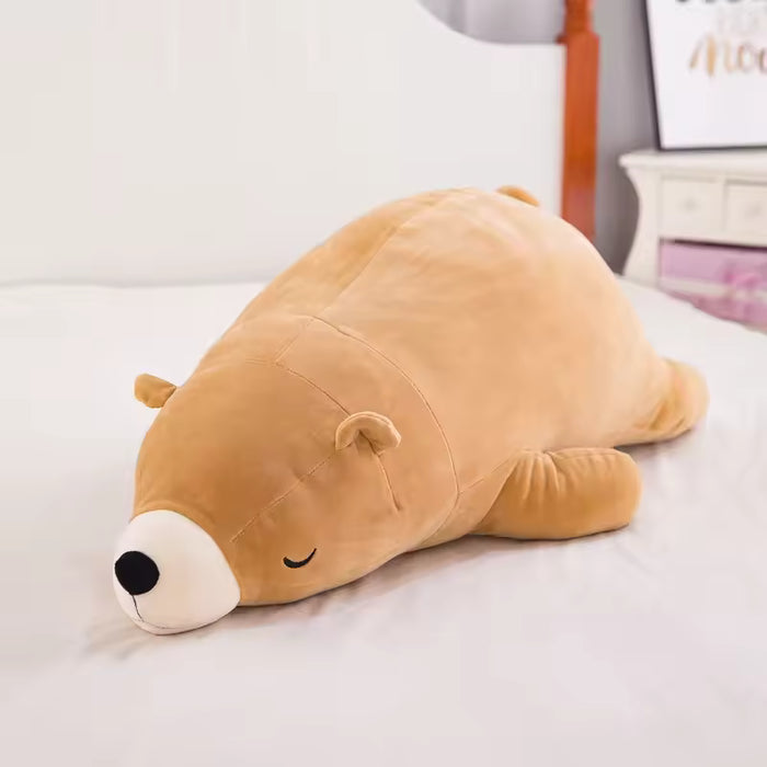 Lindo peluche suave de oso polar, ideal como almohada
