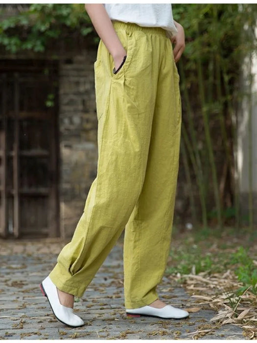 Pantalones elegantes cintura elástica Mujer