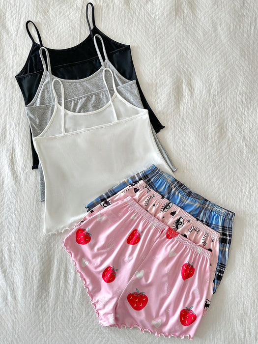 SHEIN Snug Zone Conjunto de 3 piezas informal con camiseta y pantalones cortos