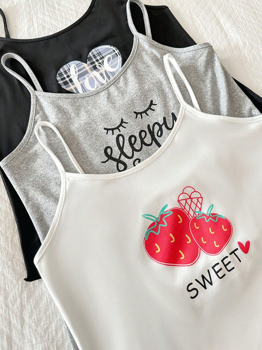 SHEIN Snug Zone Conjunto de 3 piezas informal con camiseta y pantalones cortos