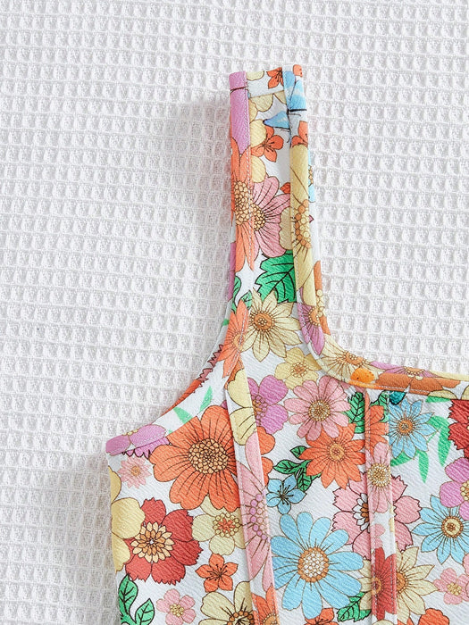 SHEIN Camiseta sin mangas Soleia con estampado floral y bajo asimétrico