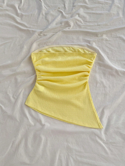 SHEIN Soleia Top tubo para mujer, con textura, diseño fruncido ajustado