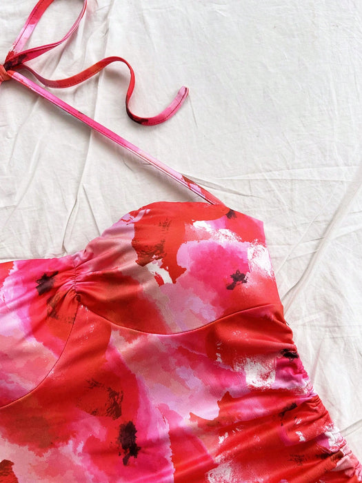 SHEIN Soleia Vestido ceñido con cordón y dobladillo asimétrico teñido anudado