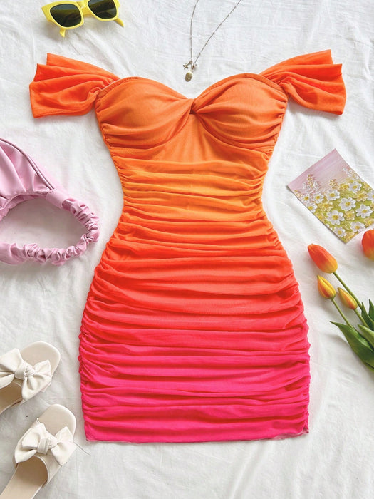 SHEIN Soleia Vestido de punto de malla con estampado de degradado
