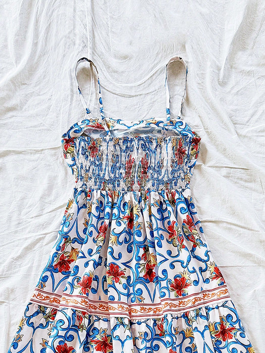 SHEIN Soleia Vestido largo de corte A con estampado retro floral para mujer