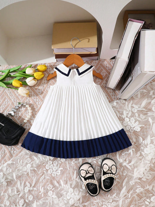 Souflis Souflis Vestido plisado de colores en bloque casual y lindo para niñas bebés