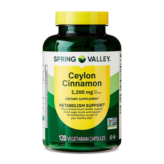 Spring Valley Cápsulas vegetarianas de canela de Ceilán 1200 mg, 120 unidades.