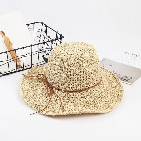 Sombreros de paja para mujer de playa plegables y flexibles