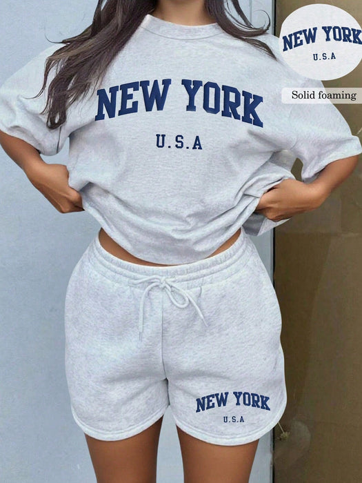 SHEIN Sundraya Conjunto casual de 2 piezas para mujer de talla grande