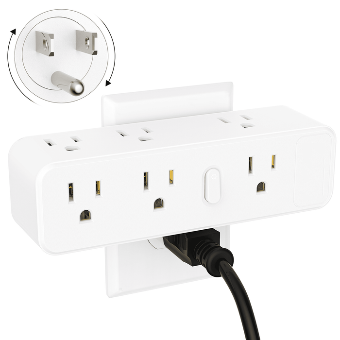 Extensor de enchufes de pared con 9 tomas con enchufe giratorio de 360°