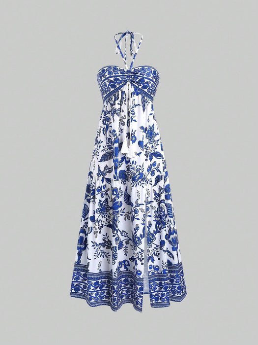 SHEIN maxi Vestido de playa Sweetra estilo bohemio, con tirantes finos de verano para mujer.