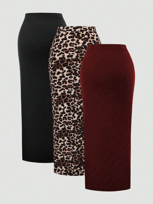 SHEIN Sweetra Falda larga con cintura elástica, pliegues y abertura lateral