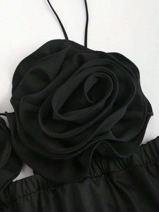 SHEIN Camiseta sin mangas Sweetra para mujer con abertura frontal y decoración de flores en 3D, estilo Y2K