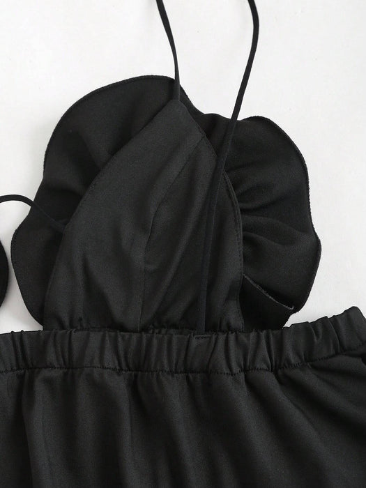 SHEIN Camiseta sin mangas Sweetra para mujer con abertura frontal y decoración de flores en 3D, estilo Y2K