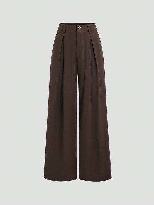 SHEIN Sweetra Pantalones anchos de mujer estilo retro casual elegante