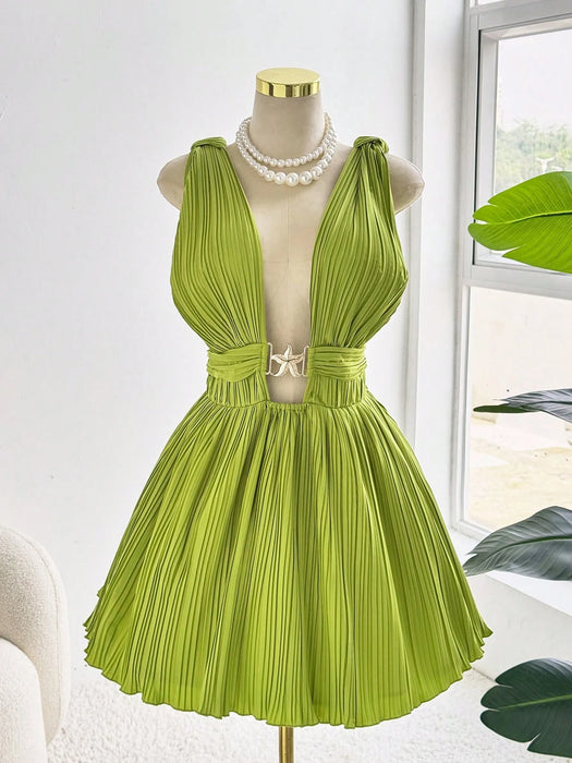 Vestido Sweetra de mujer, con tirantes en la espalda y botón metálico en forma de estrella