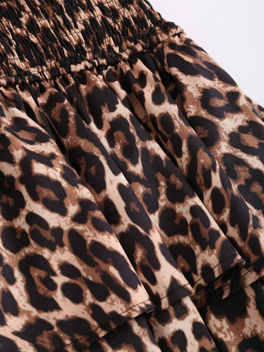 Vestido de verano de mujer con cuello de halter y estampado de leopardo sexy