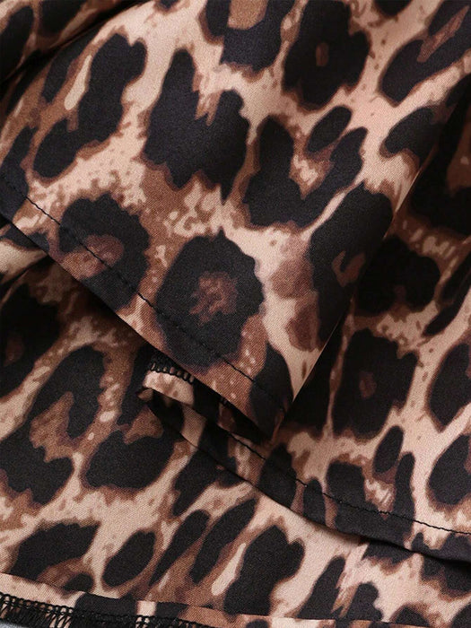 Vestido de verano de mujer con cuello de halter y estampado de leopardo sexy
