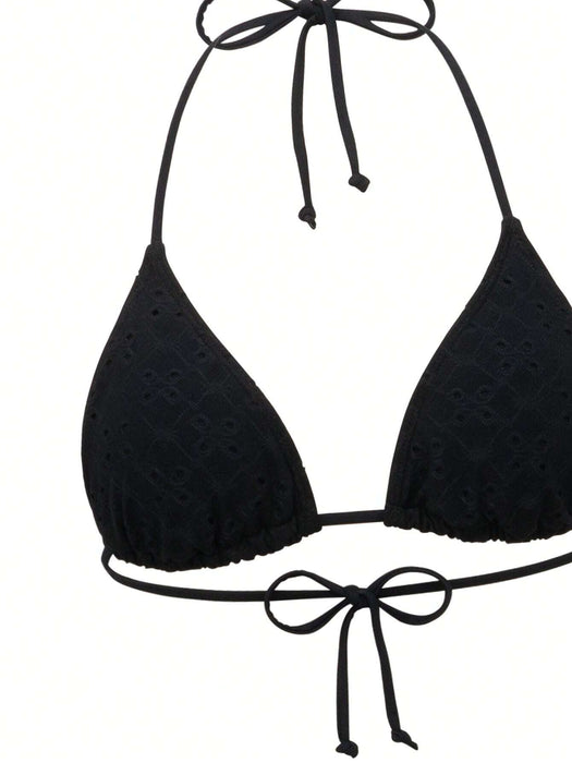 SHEIN Swim Mod Conjunto de bikini de cuello halter de unicolor para mujeres