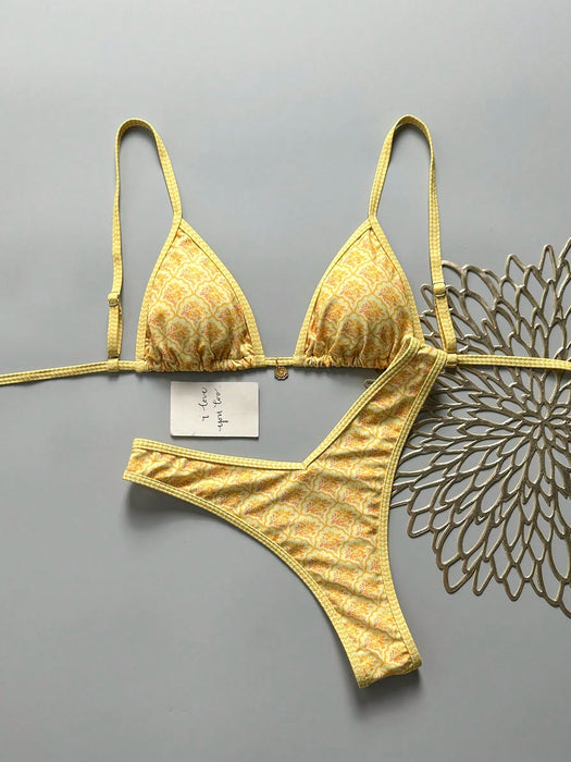 SHEIN Swim Mod Conjunto de playa de top de tirantes con estampado floral